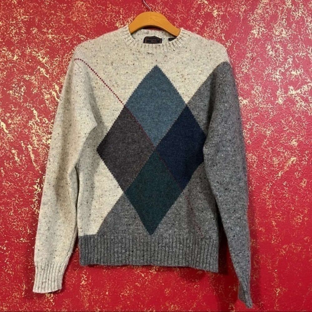HUNTING HORN INTARSIA Vintage Wool Sweater Pullover Jumper Large L